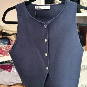Zara Navy Knit Sweater Vest